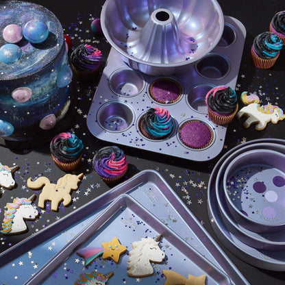 Chicago Metallic Aurora Nonstick Pan, 12 Cup Muffin, Iridescent