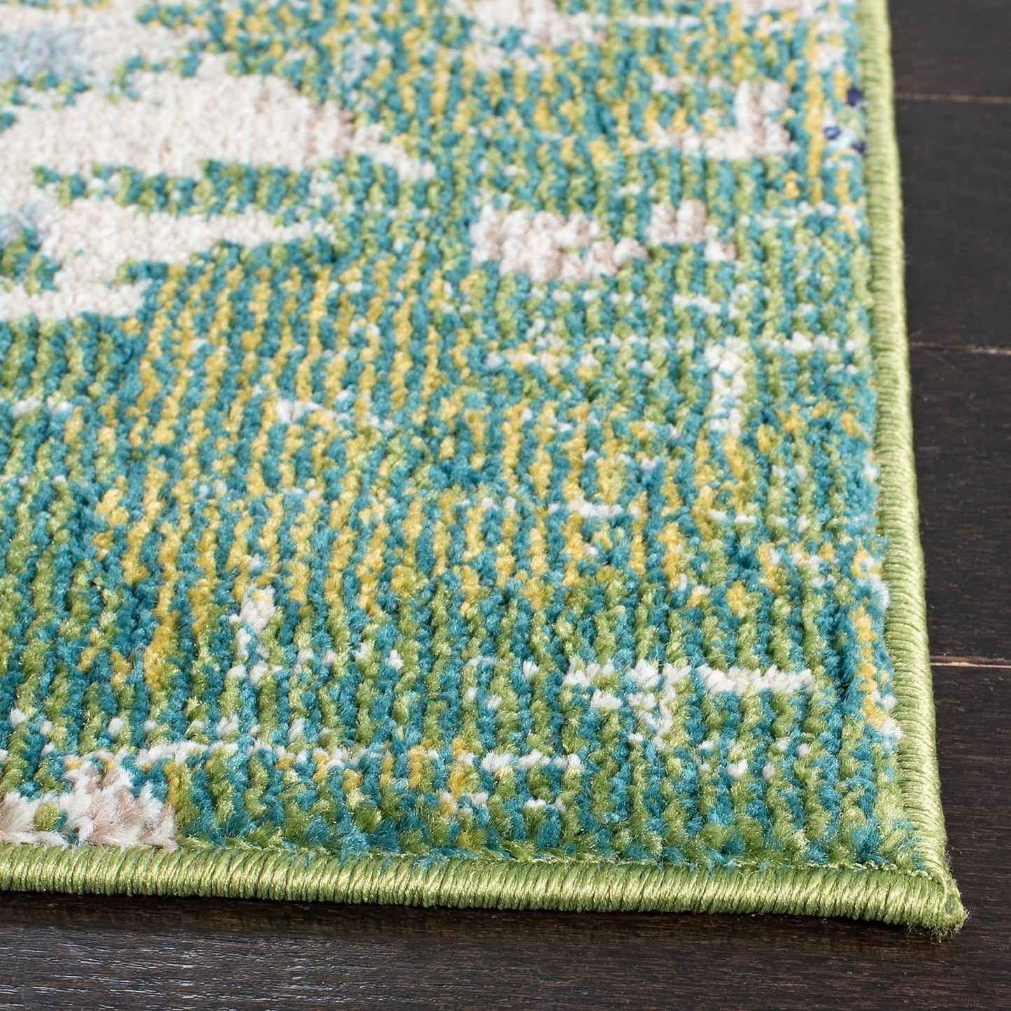 SAFAVIEH Madison Collection Area Rug - 10' x 14', Green & Turquoise, Boho Abstract Distressed Design, Non-Shedding & Easy Care, Ideal for High Traffic Areas in Living Room, Bedroom (MAD425Y)