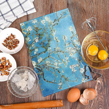 Van Gogh Design Tempered Glass Cutting Board for Kitchen, Small Heat Resistant (8x12 inches)