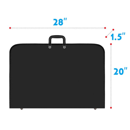 Vantasii Black Art Portfolio Case Artist Carrying Case Artist Portfolios Case with Shoulder Strap (19x14.7x1.5 Inch)