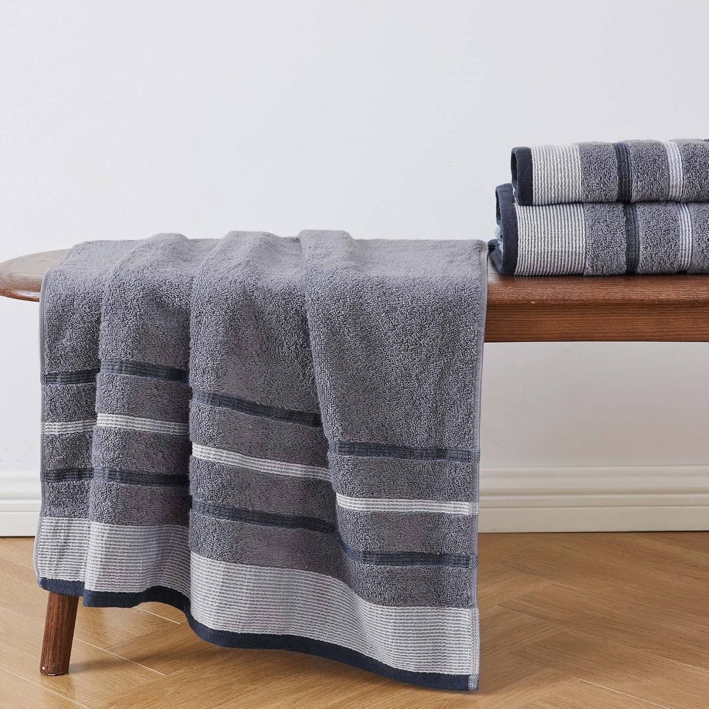 Set 4 Pack 26x16 Set Great Bay Home Decorative Hand Towel - Cotton Hand Towel - Durable Towels for Bathroom Decor