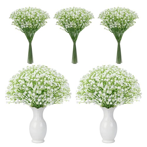 Der Rose 24PCS White Babys Breath Artificial Flowers,11'' Elegant Faux Baby Breath Flowers for Wedding Home Decor, Table Centerpieces & DIY Fake Flowers