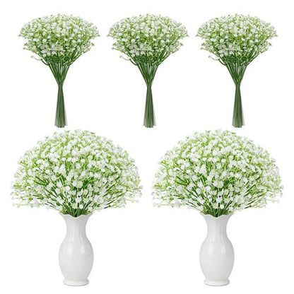 Der Rose 24PCS White Babys Breath Artificial Flowers,11'' Elegant Faux Baby Breath Flowers for Wedding Home Decor, Table Centerpieces & DIY Fake Flowers