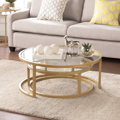 SEI Furniture Evelyn Glam Nesting Coffee Table 2-pc Set, Gold