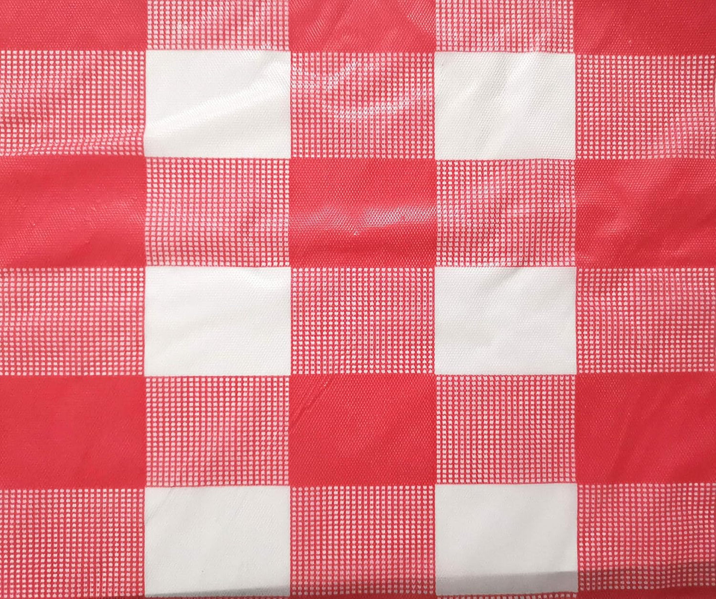 10 Pack Round Plastic Checkered BBQ Tablecloth, Red & White Gingham Table Covers for Plastic Picnic (Round 84 inch)