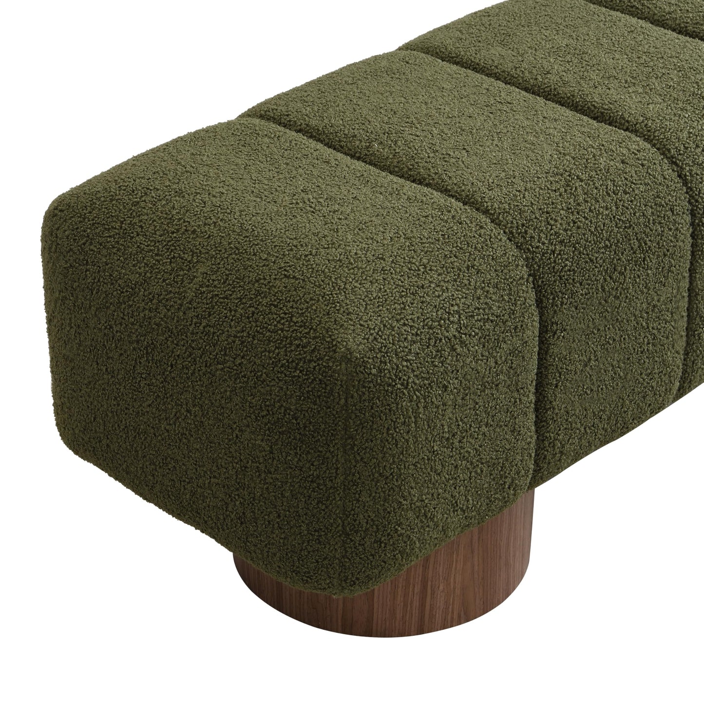 Christopher Knight Home Manila 64" Boucle Dining Bench, Upholstered Ottoman Bench, Rectangular Dining Seat, Spacious Seating, Long Footstool for Living Room Dining Room, No Assembly Needed, Green