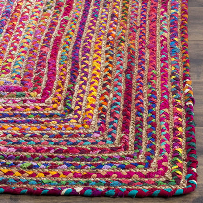 SAFAVIEH Area Rug 8x10 - Cape Cod Collection - Large - Red & Multi, Handmade Jute & Cotton, Woven Braided Design (CAP202A)