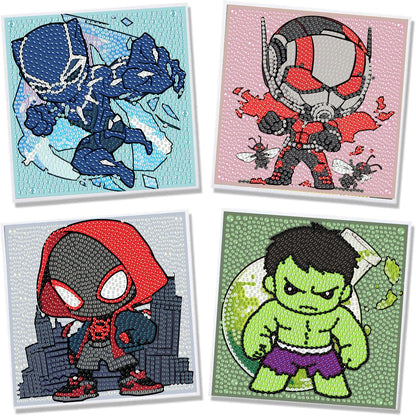 Sretoul 4 Pack Cartoon Diamond Art Kits for Kids-Arts and Crafts for Kids 4-6, 4 Pack Cartoon Gem Painting Kit for Home Wall Decor Present 6X6 inch