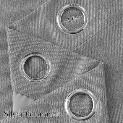 NICETOWN Light Grey Blackout Curtains - 63-Inch Faux Linen Privacy Panels for Living Room & Bedroom | 2 Panels, Grommet Top