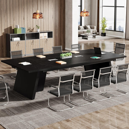 Tribesigns 8ft Conference Table, Large Meeting Table for 8-10 People, Business Seminar Furniture for Office Conference Room (1, Black)