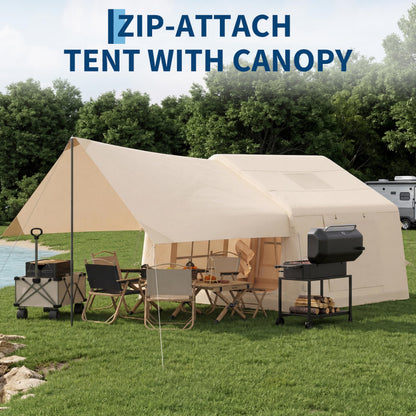 Garvee Inflatable Tents for Camping, Easy Setup Inflatable Hot Tent with Skylight & Stove Jack, Blow Up Tent with Pump, Waterproof Oxford Air Glamping Tents for Adult 6-8 Person