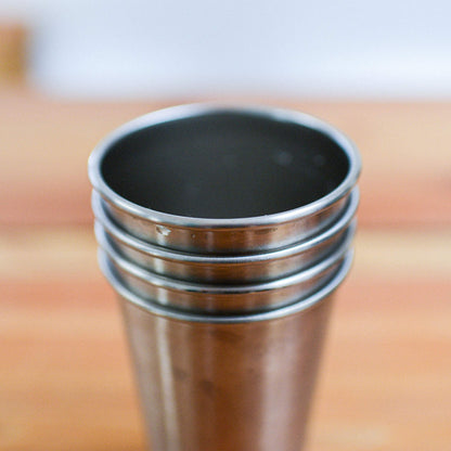 Magic Pine Set of 4 Stainless Steel Cups with Camping Theme - Camping Gift for Men or Women, Decor for Your RV or Camper - 16oz Capacity - Glasses Safe for Kids