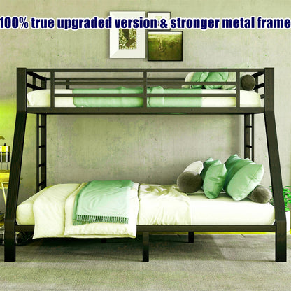 NOAHLEO Stronger & Safer Heavy Duty Metal Twin XL Over Queen Size Bunk Bed for Adults Teens, More Stable Thickened Steel Bunkbed (Twin XL Over Queen)