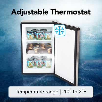 Whynter Upright Freezer with Lock, 2.1 Cu. Ft. Small Freezer Mini Freezer for Bedrooms, Dorms, Garages, Offices CUF-210SS, Stainless Steel Energy Star