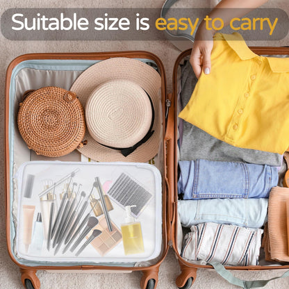 3PCS Clear Hard Plastic Zipper Case, Double Zippers Hard Pouch, Portable Travel Organizer Bin Clear Makeup Bag for Toy Storage, Snack Bag, Cosmetics, Pencil Case, Diaper Bag, Toiletry Bag (1L+1M+1S)