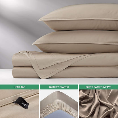 Pure Bamboo California King Sheets - 100% Organic Viscose Bed Sheet Set, Soft & Cooling (Sand)