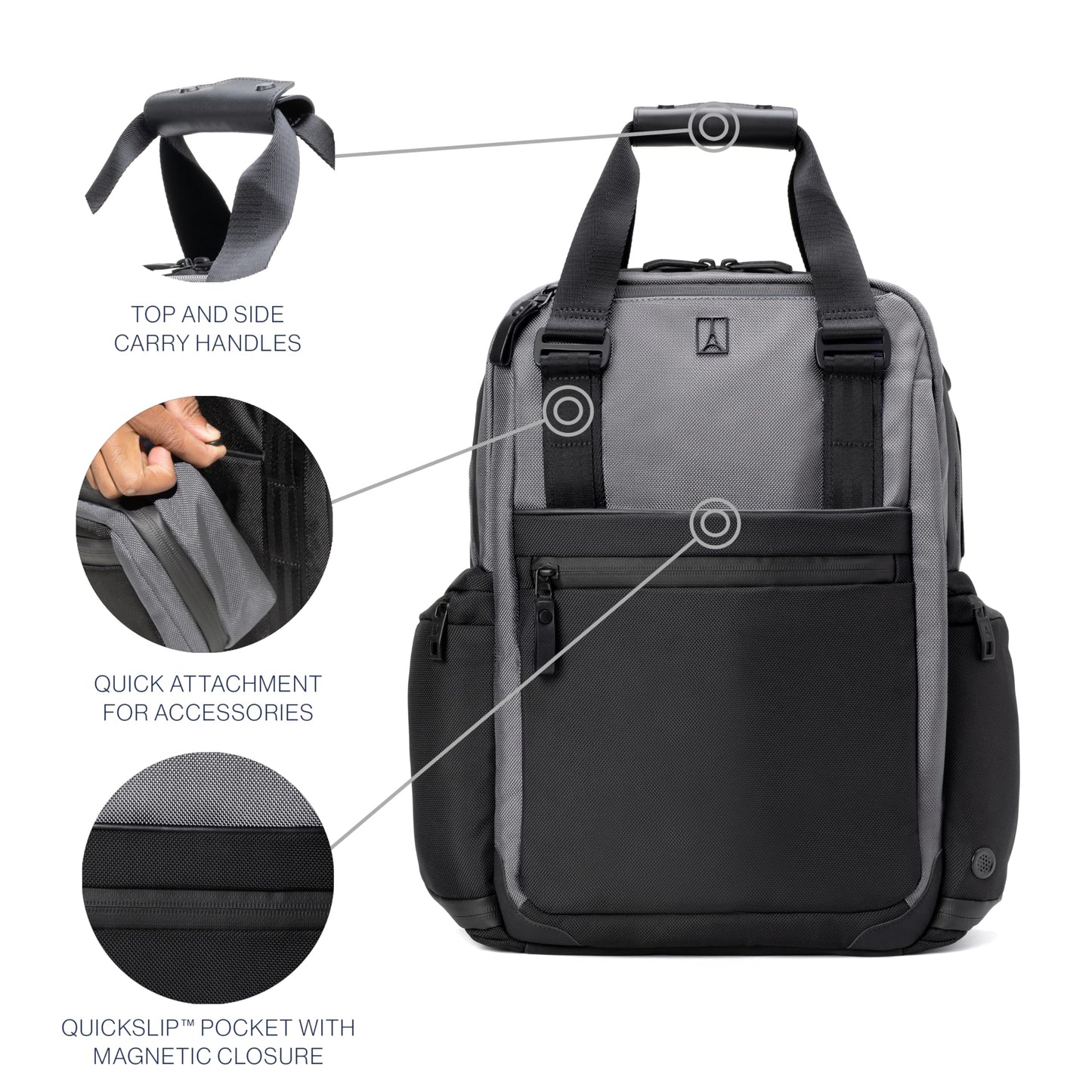 Travelpro Altitude Medium Expandable Travel Laptop Backpack 25-30L, 16 Inch Laptop, Water Resistant, Work, Business, Men and Women, Falcon Grey