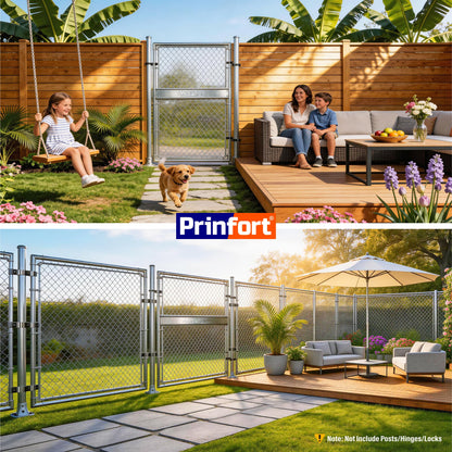 4x5FT(43.3" W x 59.0" H) Heavy Duty Chain Link Gate Easy Installation, Galvanized Steel Chain Link Gate Kit for Yard丨Pet Enclosure丨Backyard（Includes Galvanized Steel Pipes）