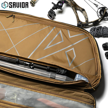 Savior Equipment Hyperion Deluxe Compound Bow Case Soft Shell Bag Fits 32" 36" 40" ATA, w/CamShield Cover & Quick-Release Grip Wrap, w/Backpack Shoulder Straps (Coyote Brown, 32" ATA)