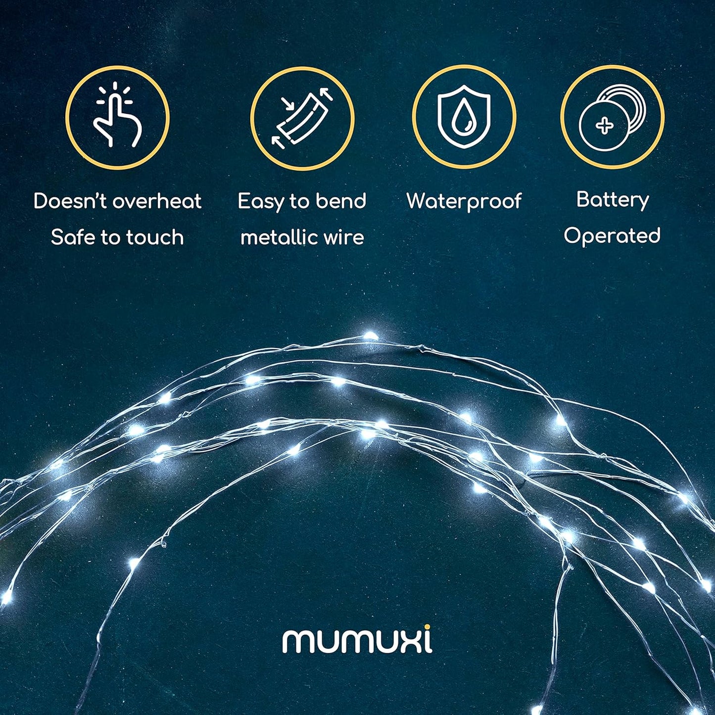 16 Pack 10ft MUMUXI Battery Operated of Copper Wire LED Fairy Lights, Cool White, Easy to Shape, Waterproof