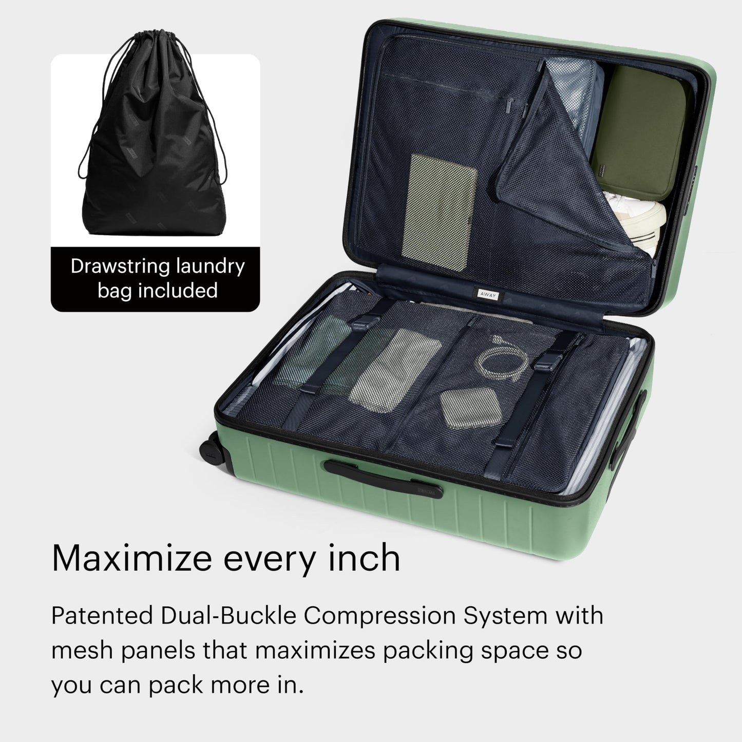 Away Large Checked Luggage - 29-Inch Lightweight Hardside Suitcase with Four WhisperGlide 360° Spinner Wheels, Interior Compression System, TSA-Accepted Lock - Sea Green