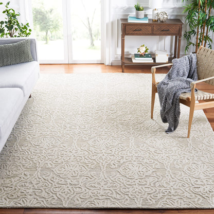 SAFAVIEH Area Rug 8x10 - Blossom Collection - Large - Silver & Ivory, Handmade Wool, Ideal for Living Room, Bedroom, Office, Dining Space (BLM112G)