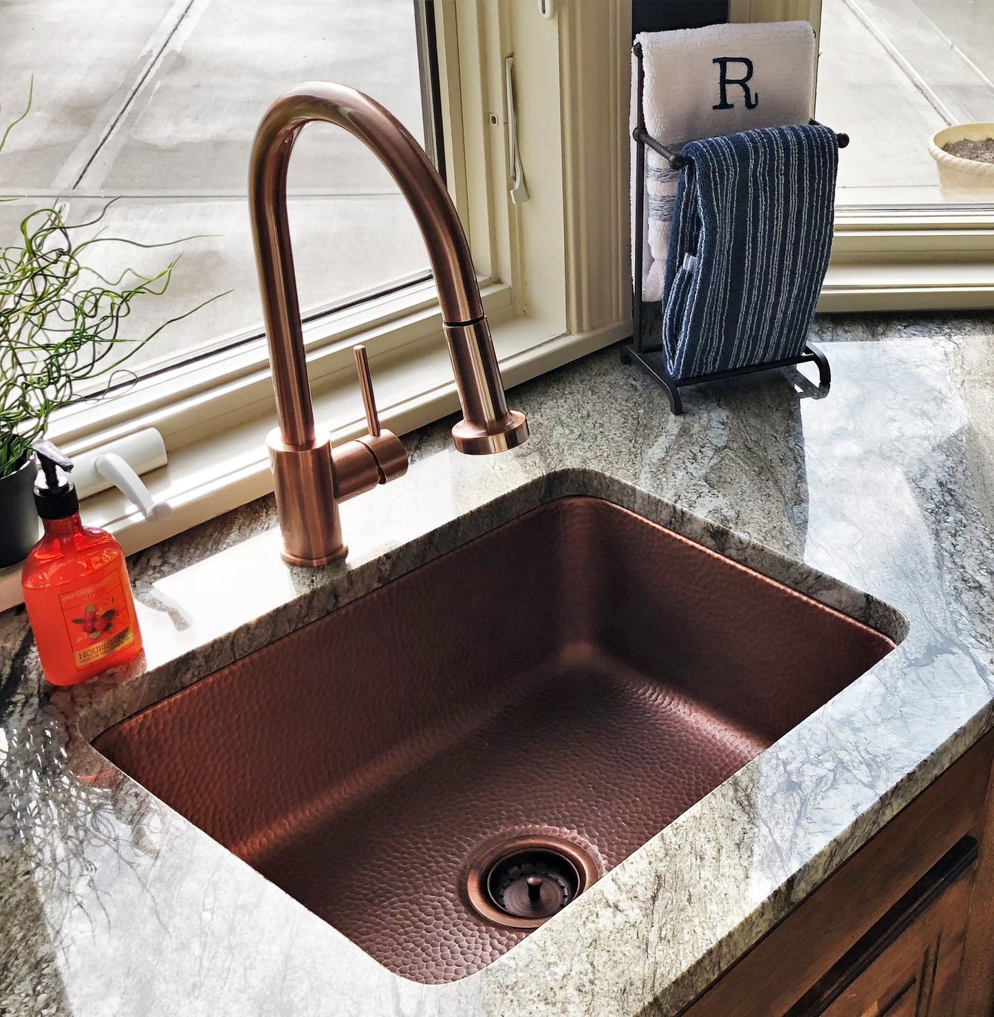 Sinkology Orwell 23-Inch Handcrafted Copper Undermount Kitchen Sink - Single Bowl Deep Sink with Sound Dampening, Complete Kit with Bottom Grid, Dual Drains and CareIQ, Fits 26-Inch Cabinet