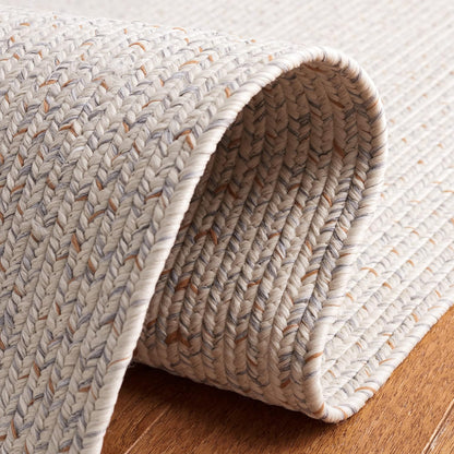 2'3" 4', (BRA201A) SAFAVIEH Washable Rug Outdoor Braided Collection - x Ivory & Light Grey, Handmade & Reversible