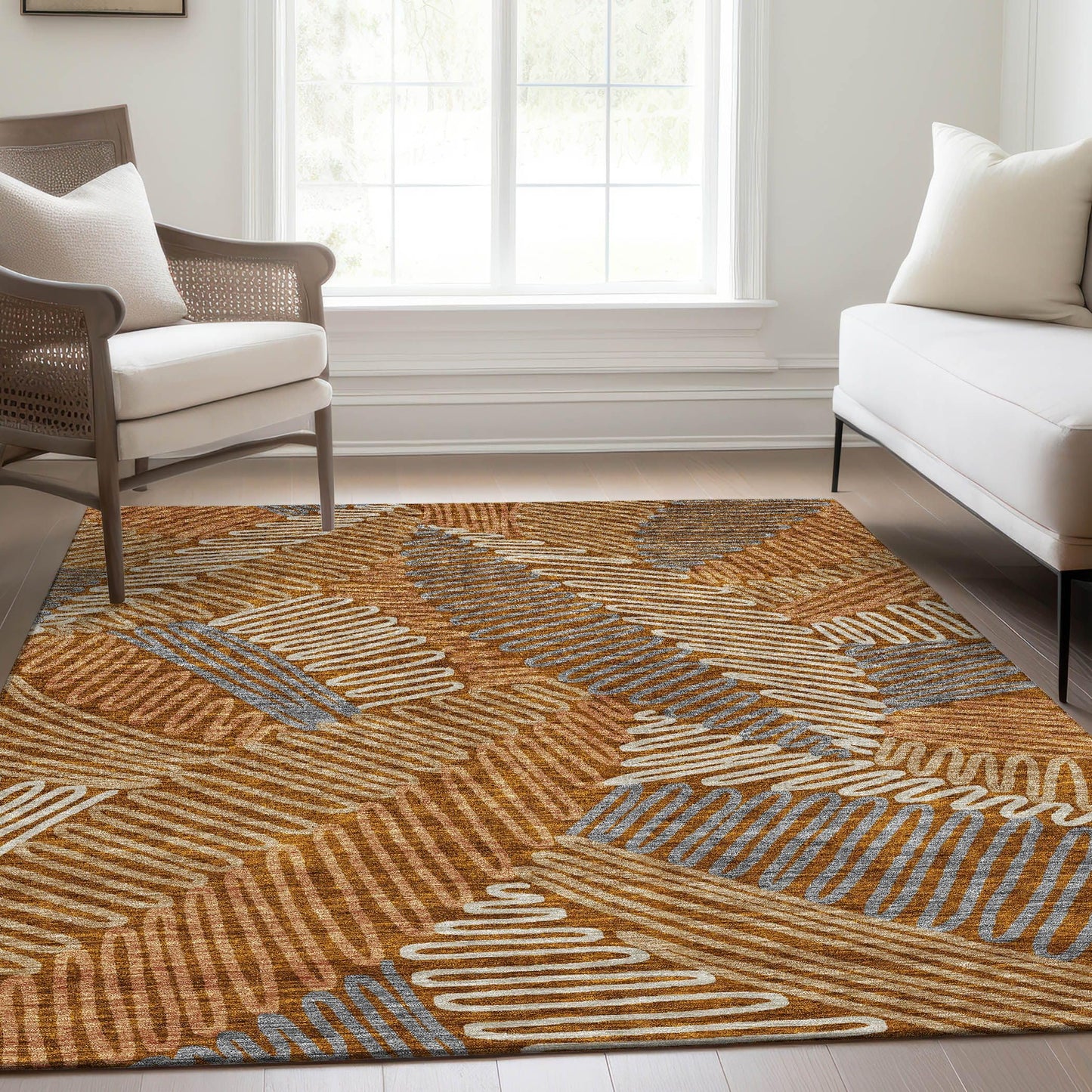 Addison Rugs Mayfield AMF904 Paprika 9' x 12' Indoor Premium Machine Washable Runner Rug, Silky Soft, Easy Clean, Non Shedding, Bedroom, Living Room, Dining Room, Kitchen, Patio Rug