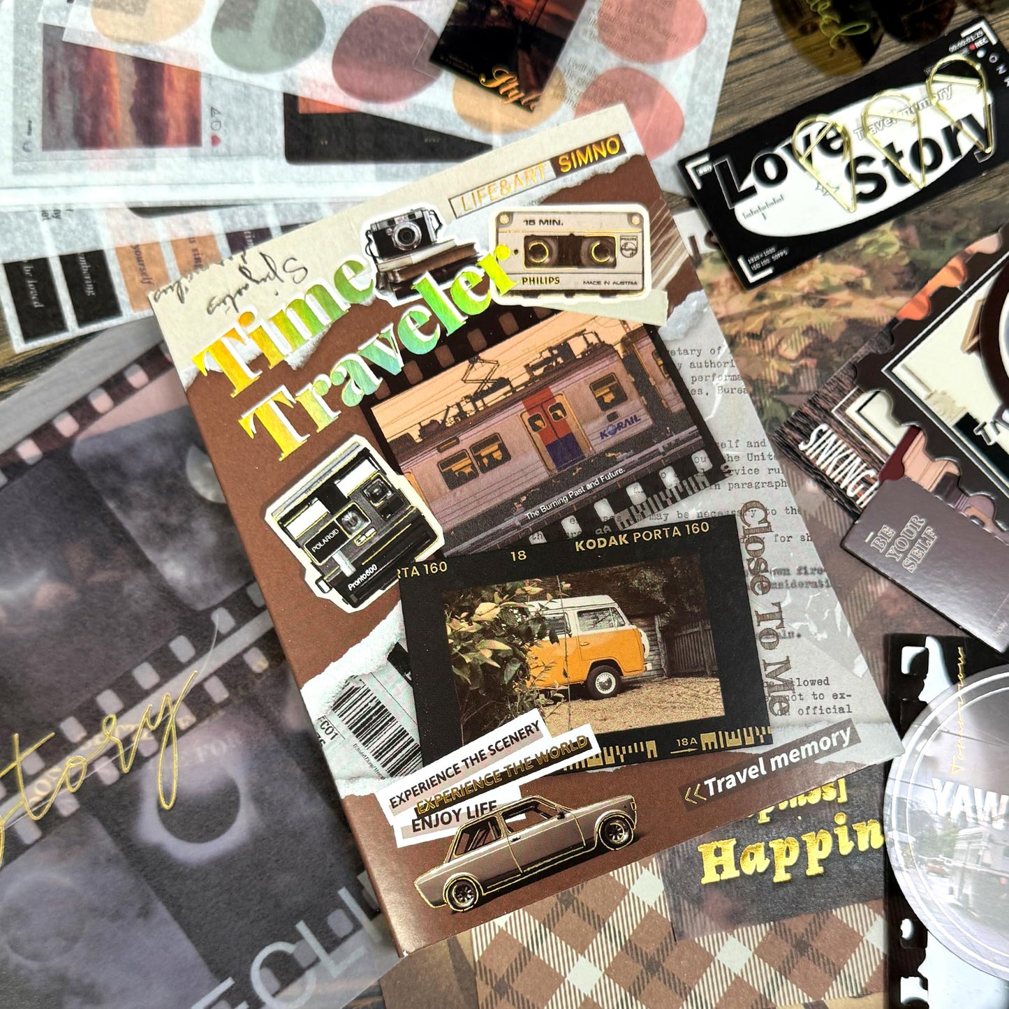 Travel Scrapbooking Supplies Kit, Holiday Aesthetic Vintage Scrapbook Kit for Bullet Junk Journal A6 Grid Notebook Stationary Journaling Supplies DIY Craft Birthday Gifts for Women Kid Teen Girl