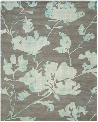 SAFAVIEH Dip Dye Collection 9' x 12' Grey / Turquoise DDY716L Handmade Floral Watercolor Premium Wool Area Rug