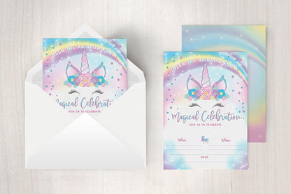 Your Main Event Prints Unicorn Birthday Invitation - Rainbow Party Invite - 20 Fill-In Style (Envelopes Not Included)