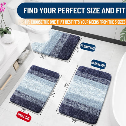 OLANLY Bath Rugs Mat - Extra Soft Microfiber, Quick Dry & Washable | 24x16, Airy Blue for Bathroom Decor