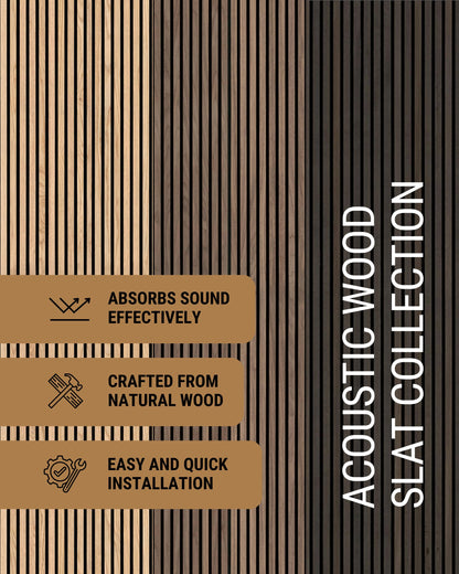 MSI 4-Pack Acoustic Wood Slat Wall Panels for Interior Decor, 3D Fluted Sound Absorbing Wood Paneling for Accent Wall Ceiling Kitchen Living Room Bedroom, Eco-Friendly MDF - 9.5 in. x 94.5 in. - Tawny