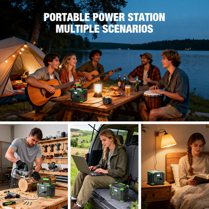 Portable Power Station 330W, 288.6Wh Solar Generator with 60W USB-C PD Output, 120V Pure Sine Wave AC Outlet, 5W Wireless Charging, 330W Backup Lithium Battery for Outdoor Camping Travel Hunting Home