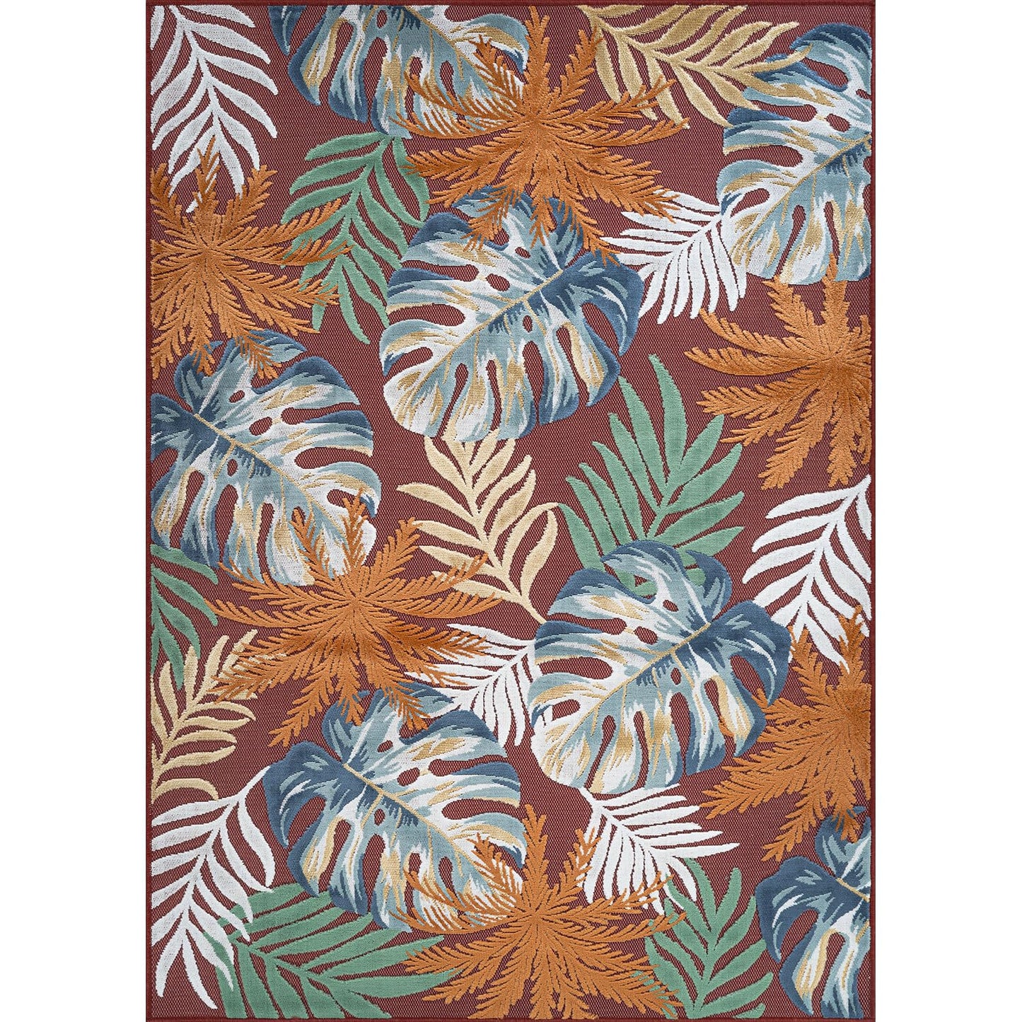 Luul Home Floral Indoor Outdoor Rugs 9x12 Large Area Rug for Living Room, Patio Decor, Kitchen, and Entryway Rug, Washable Stain Resistant Outside Carpet Red 9 x 12