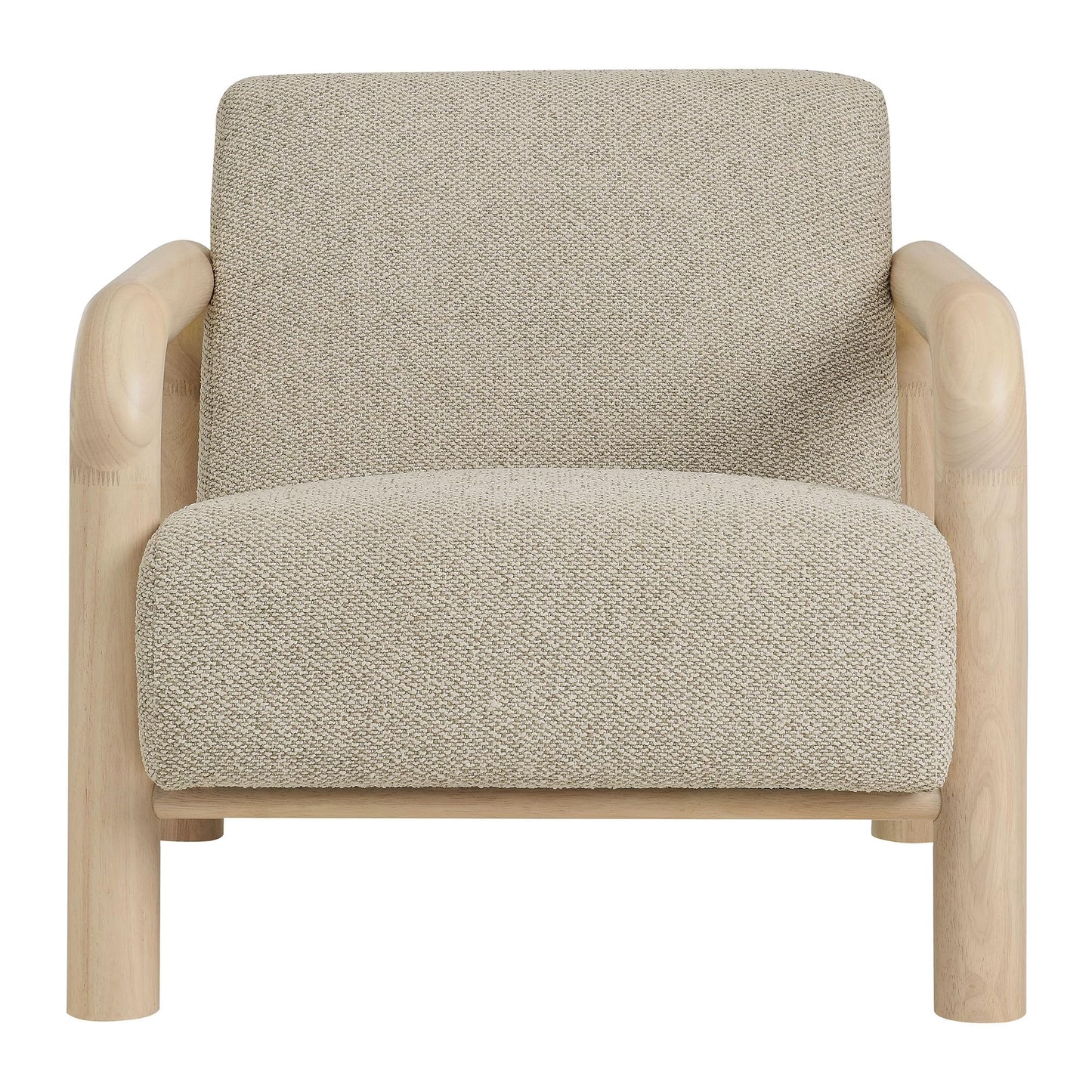 Modway Sereno Modern Boucle Fabric Accent Chair in Marble Oak with Rounded Wood Armrests – Upholstered Lounge Chair for Living Room or Bedroom