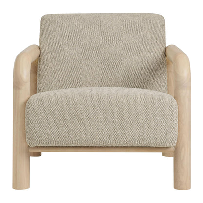 Modway Sereno Modern Boucle Fabric Accent Chair in Marble Oak with Rounded Wood Armrests – Upholstered Lounge Chair for Living Room or Bedroom