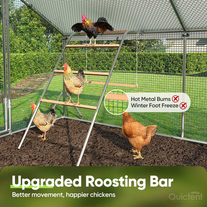 Quictent Advanced Series 18x9 ft Metal Chicken Coop Run with Climbing Ladder, Large Walk-in Outdoor Poultry Cage Heavy Duty Predator Proof Hen Duck Rabbit Farm Pen House, Waterproof Anti-UV Cover
