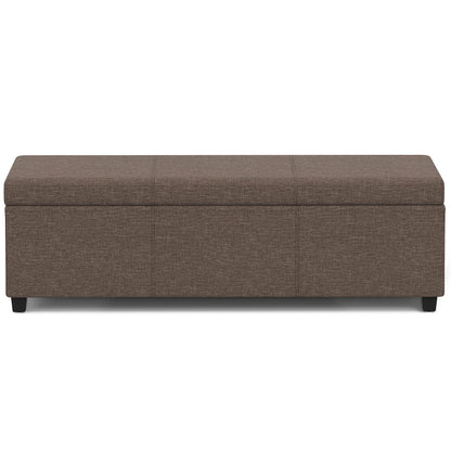 SIMPLIHOME Avalon Extra Large Storage Ottoman Bench - 54 inch Wide Upholstered Linen Look Fabric Rectangular Lift-Top Ottoman in Fawn Brown, Contemporary Bench for Living Room with Hidden Storage