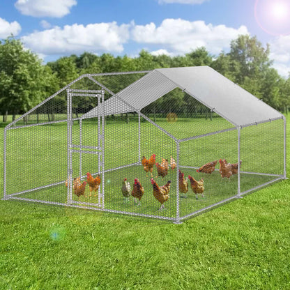 YITAHOME Large Metal Chicken Coop Run Pen for 10-20 Chickens, Walk-in Poultry Cage Hen Run House w Waterproof & Anti-UV Cover, Outdoor Chicken Cage for Outside, Backyard, Farm (13.1 x 9.8 x 6.4 ft)