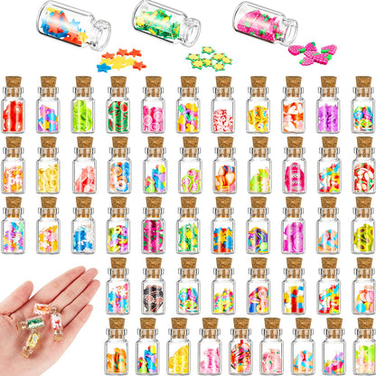 Sumind Cute Miniature House Food Jar Resin Bottle 1:12 Mini Fruit Simulation Scene Candy Snack Model Party House Kitchen Decoration for Houses(Candy,50 Pcs)