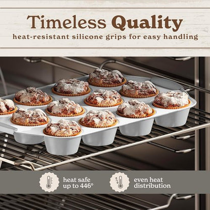 Country Kitchen Nonstick Bakeware Set - Heavy Duty & Durable 10-Piece Stackable Baking Set, Silver