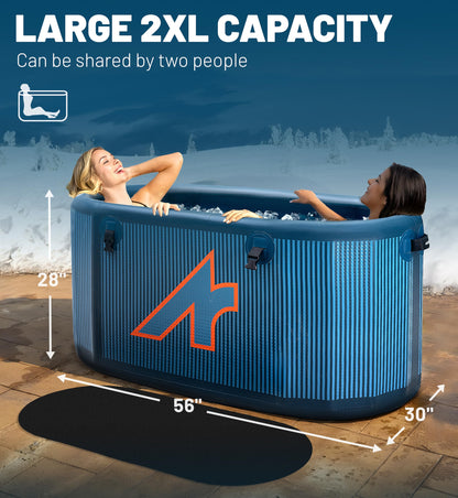 AOERIBO Inflatable 126 Gal XXL Oval Cold Plunge Tub, Superior Insulation, 8-Layered Portable Ice Bath Tub, Ice Plunge With Insulated Lid, Hand Pump, Eva Pad, Outdoor Use For Athletes, Adults