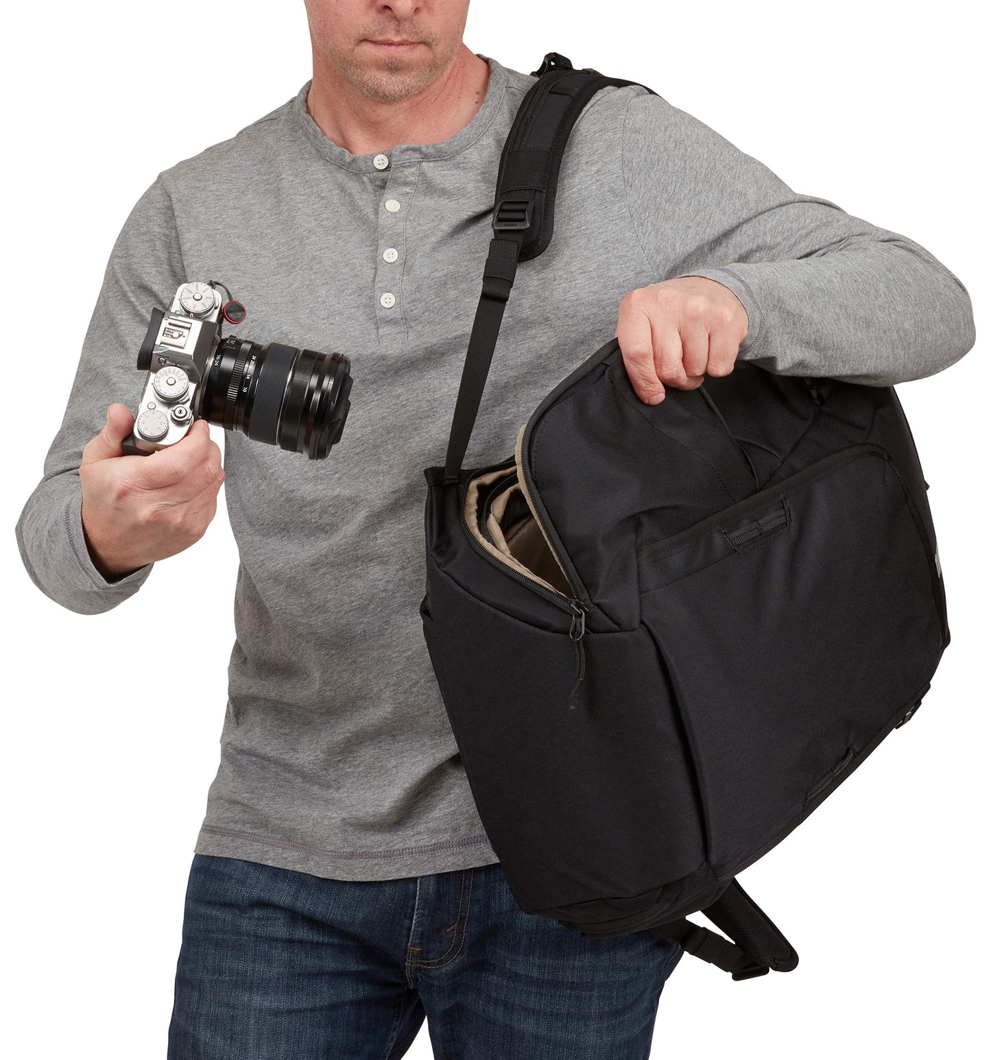 Thule Covert Camera Backpack 24L, Modular Internal Organization, Fits 14" Laptop & 11" Tablet, Includes Padded Shoulder Bag