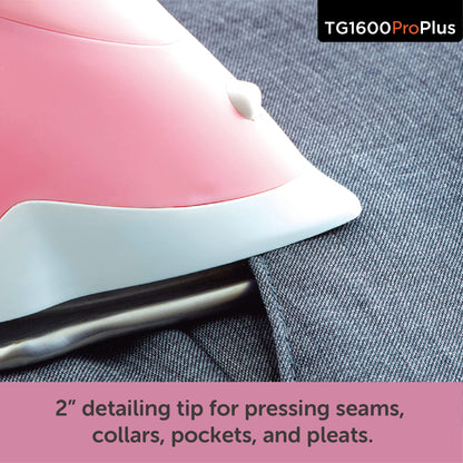 oliso TG1600 ProPlus Smart Iron with Auto-Lift – 1800 Watt Steam Iron for Clothes, Sewing, Quilting & Crafting – Diamond Ceramic-Flow Soleplate, Rosé
