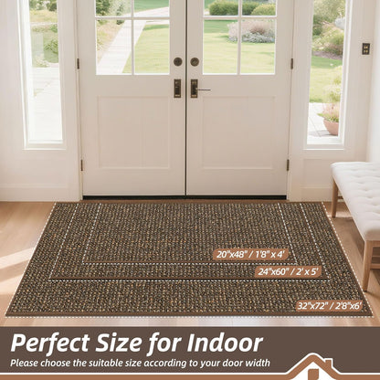 BEQHAUSE Dirt Trapper Door Mat - Non-Slip, Washable, Absorbent Entrance Mat | 24" x 60", Brown