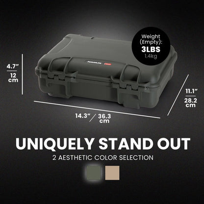 NANUK 910 Hard Case with Customizable Cubed Foam, IP67 Waterproof, Dustproof and Impact Resistant, 14.3” x 11.1” x 4.7”, Rugged Construction for Ultimate Protection, Made in Canada - Olive