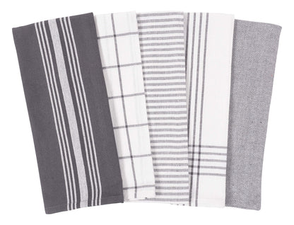 KAF Home Soho Kitchen Dish Towels - Set of 10, 18 x 28 Inch (Charcoal)