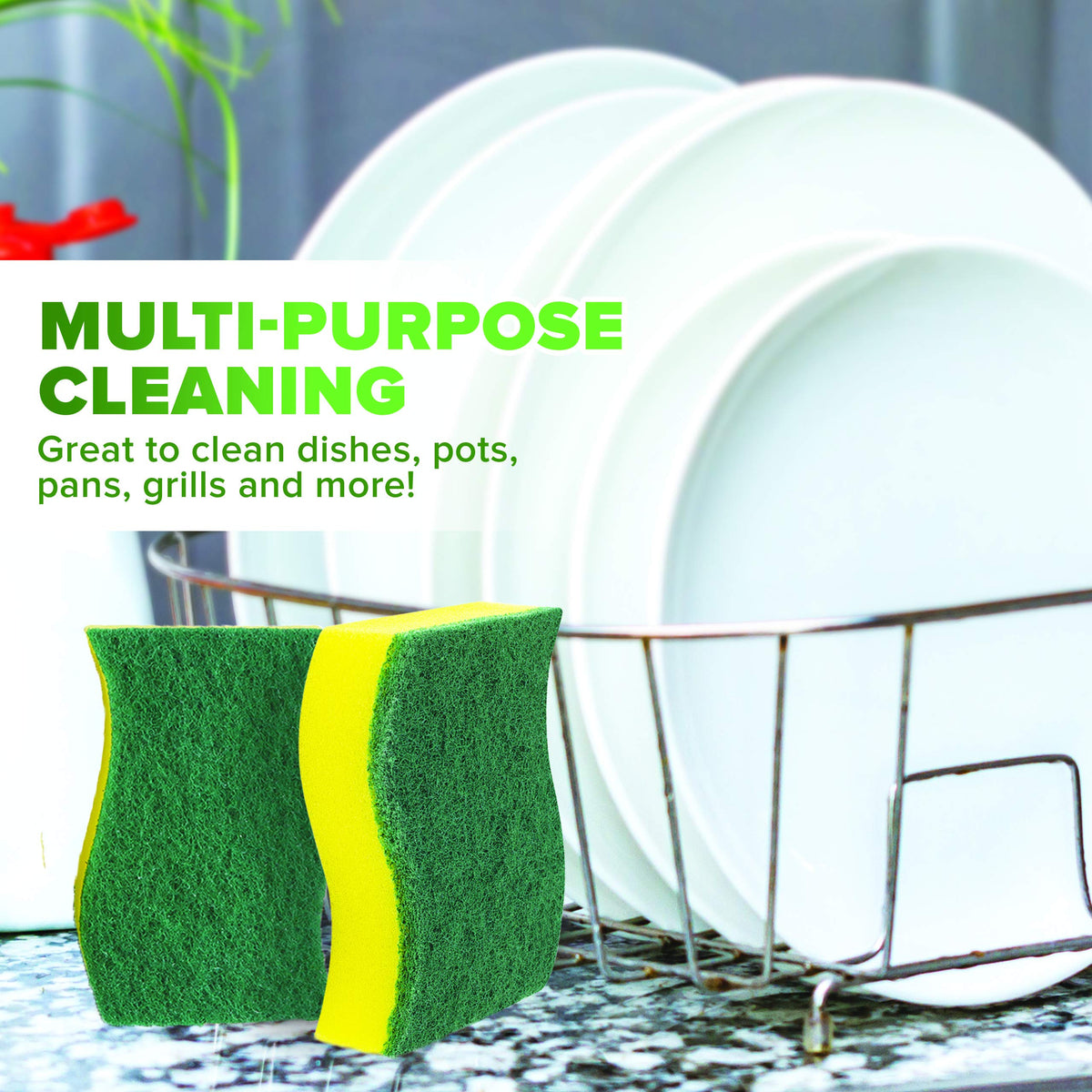 (24 Pack) Heavy Duty Scrub Sponges by SCRUBIT – Kitchen Dish, Sink and Bathroom Cleaning Scrubber Sponge - with Non-Smell Scouring Pad [New Packaging]